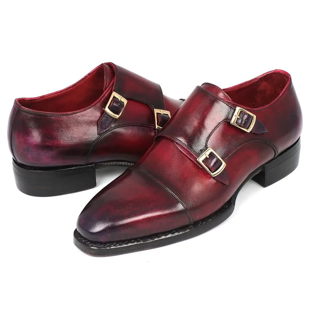 Paul Parkman Triple Leather Sole Hand-Welted Cap Toe Monkstraps (ID#LX77MNK)