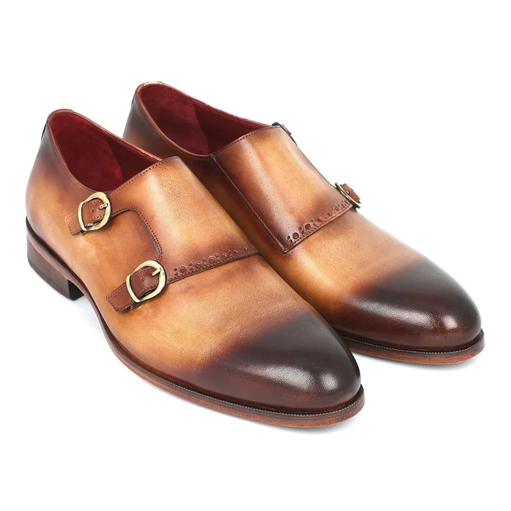 Paul Parkman Two Tone Double Monkstrap Shoes (ID#HT54-CML)