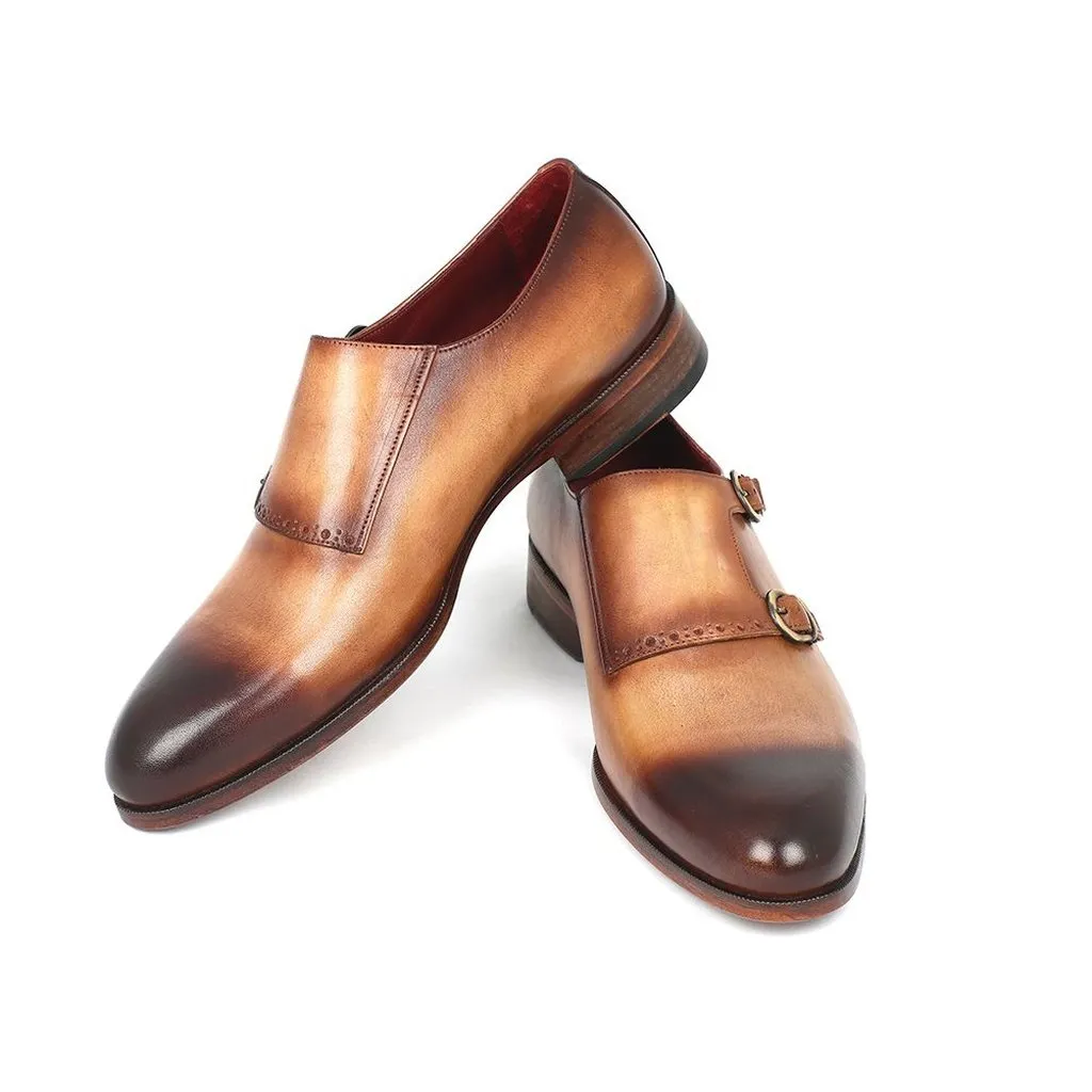Paul Parkman Two Tone Double Monkstrap Shoes (ID#HT54-CML)