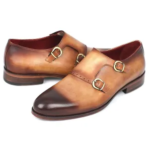Paul Parkman Two Tone Double Monkstrap Shoes (ID#HT54-CML)
