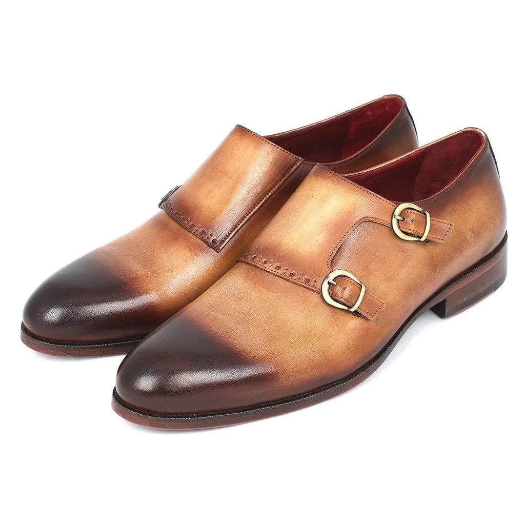 Paul Parkman Two Tone Double Monkstrap Shoes (ID#HT54-CML)