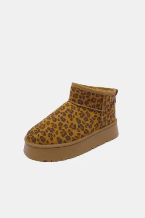 Ready, Set, Stroll Leopard Suede Round Toe Platform Booties