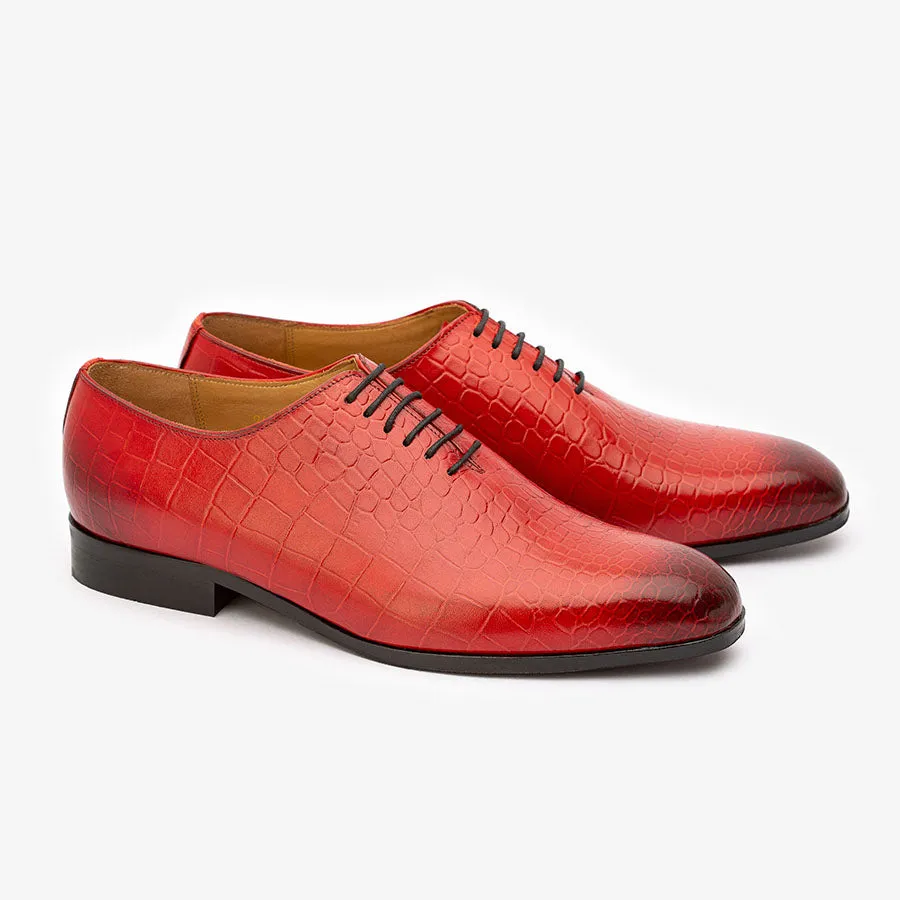Red Croco Wholecut Oxfords