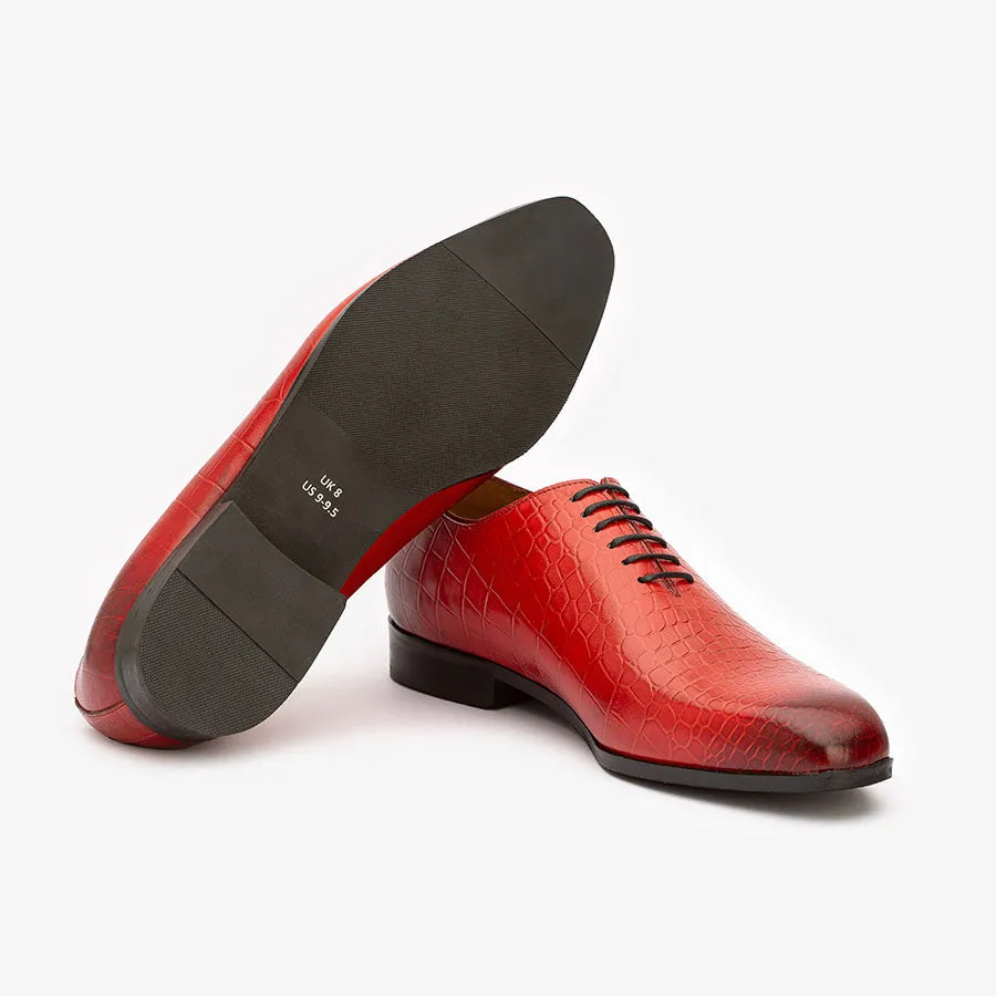 Red Croco Wholecut Oxfords