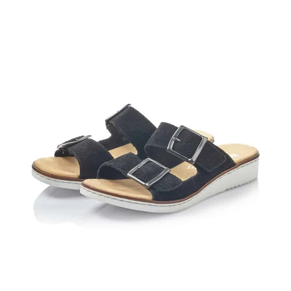 Rieker Women's Wedge Sandals- Black