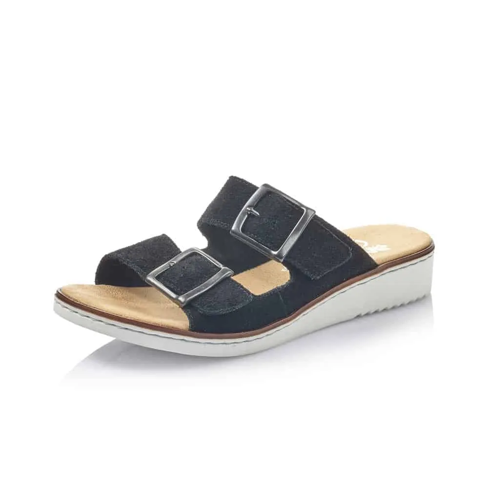 Rieker Women's Wedge Sandals- Black