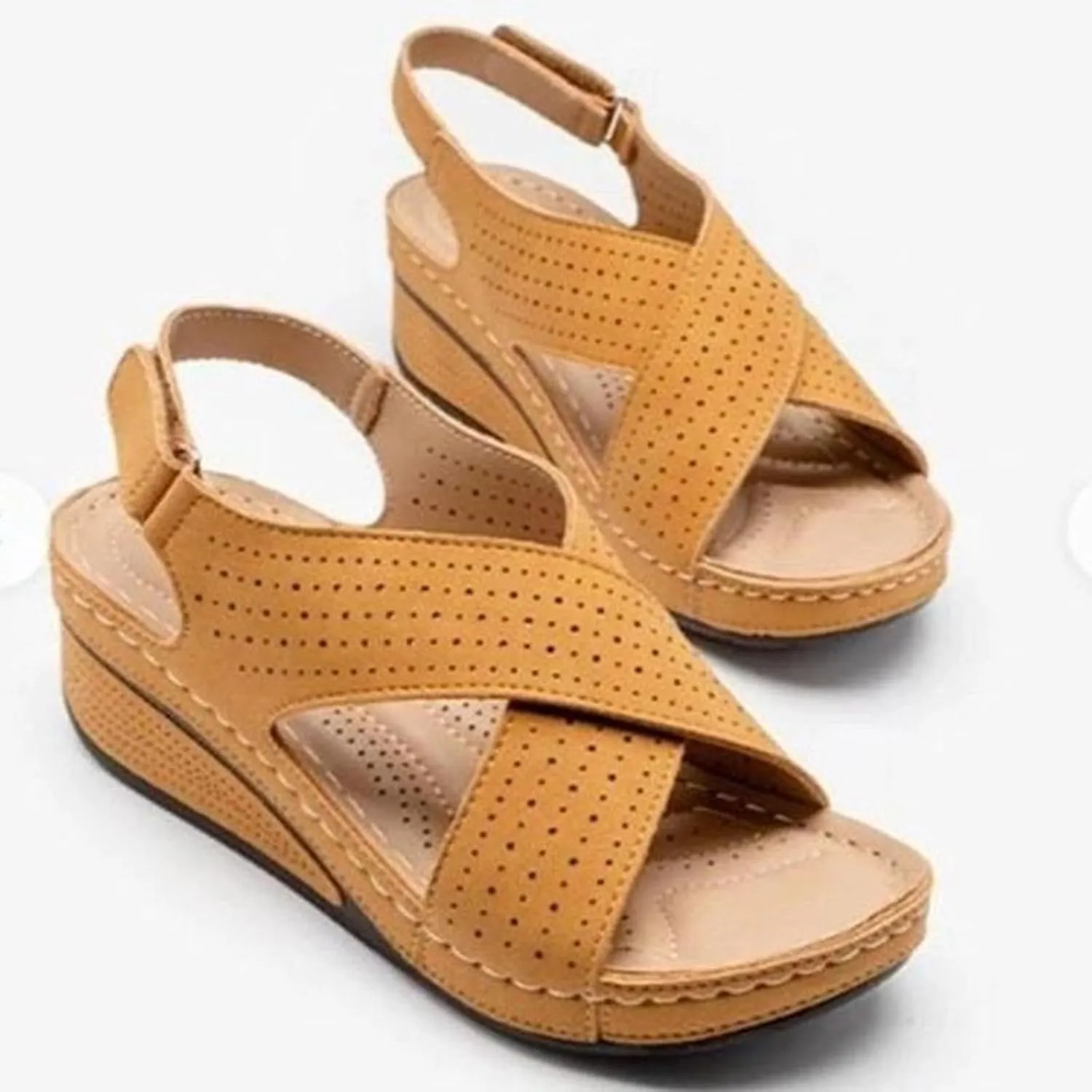 Sandals Women's Shoes Plantar Fasciitis Comfort Wedge Open Toe Ankle Strap Wide Fit Cushion Sandals Women