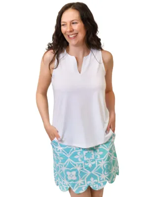Sassy Scallop Skort Aqua Fleur