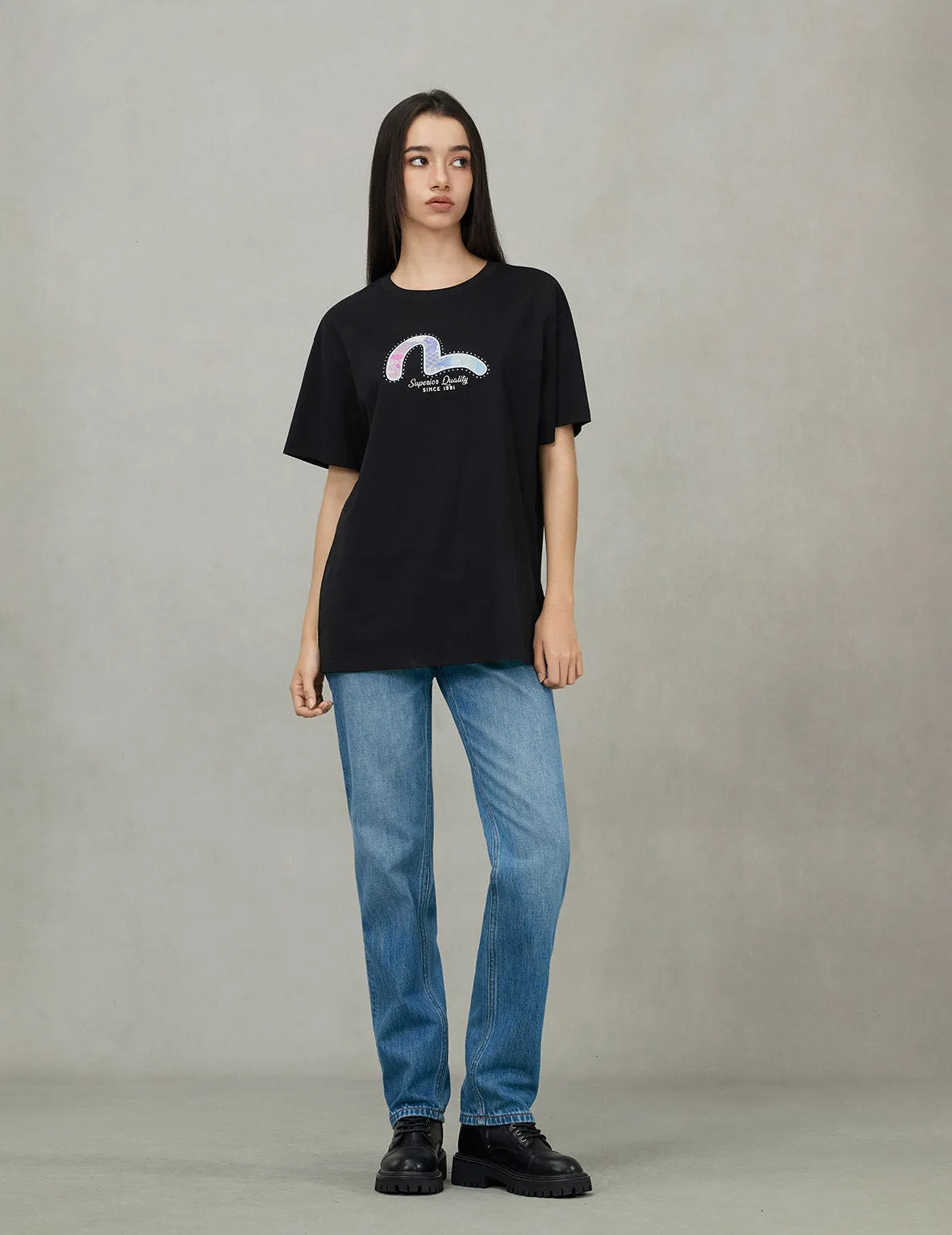 Seagull Foil Print Boyfriend T-shirt