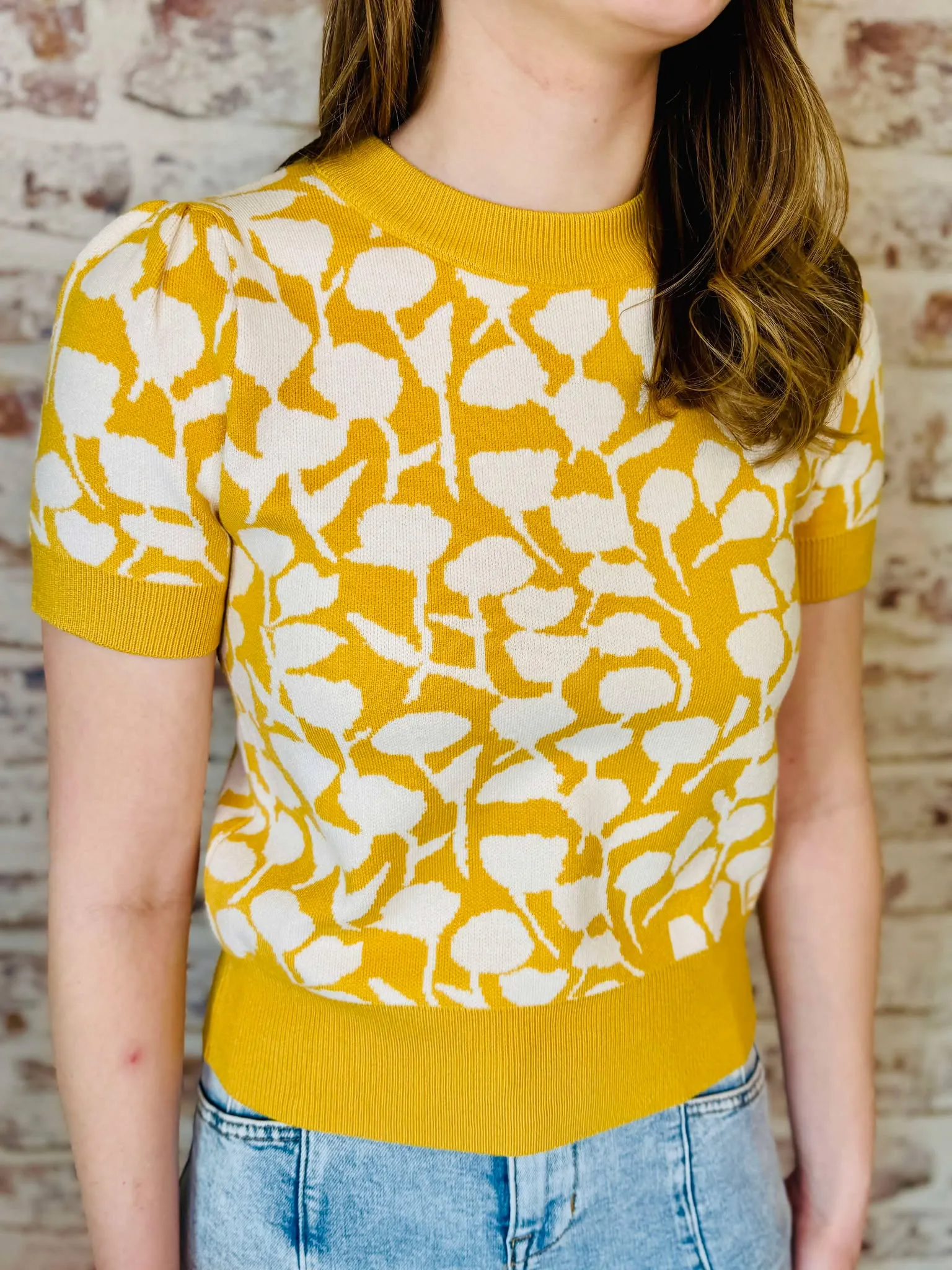 Short Sleeve Mustard Sweater
