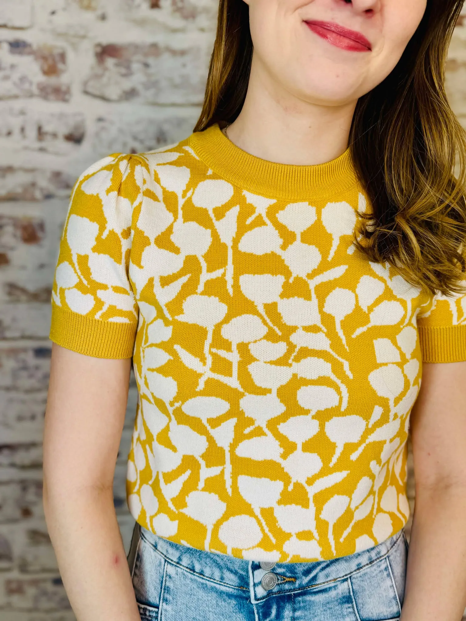 Short Sleeve Mustard Sweater