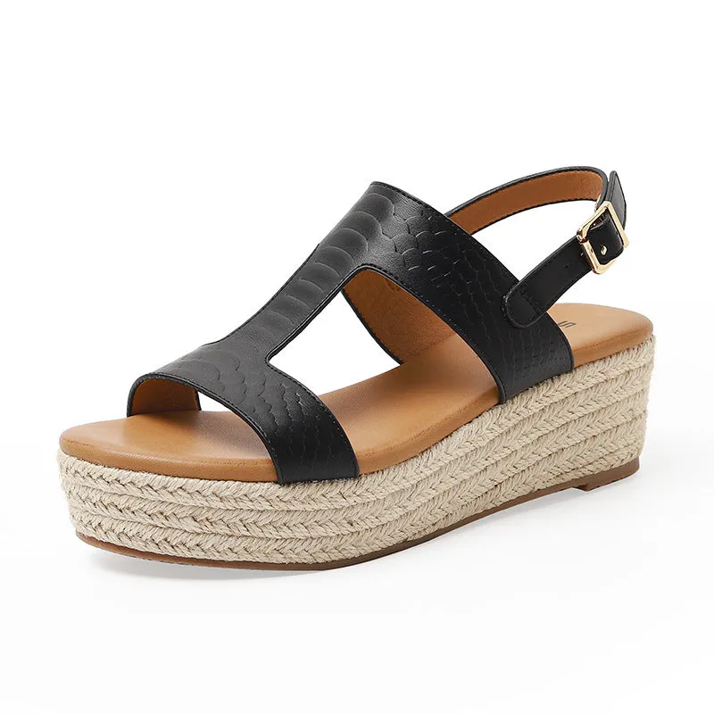 SIKETU | Platform Straw Sandals With Arch Support