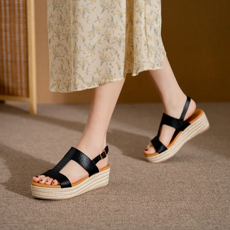 SIKETU | Platform Straw Sandals With Arch Support