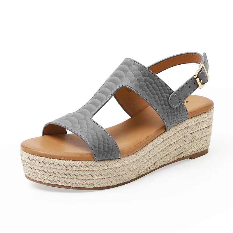 SIKETU | Platform Straw Sandals With Arch Support