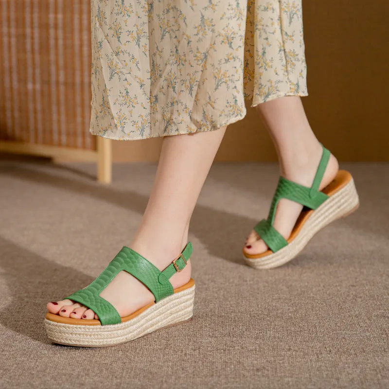 SIKETU | Platform Straw Sandals With Arch Support