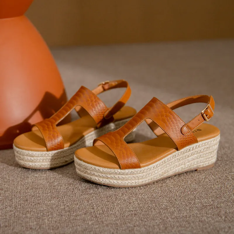 SIKETU | Platform Straw Sandals With Arch Support