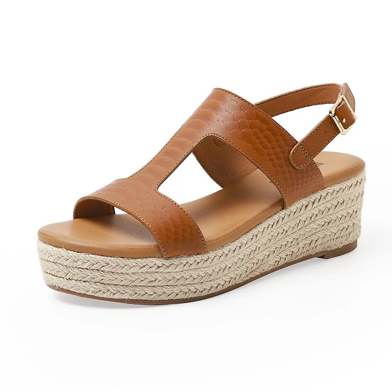 SIKETU | Platform Straw Sandals With Arch Support