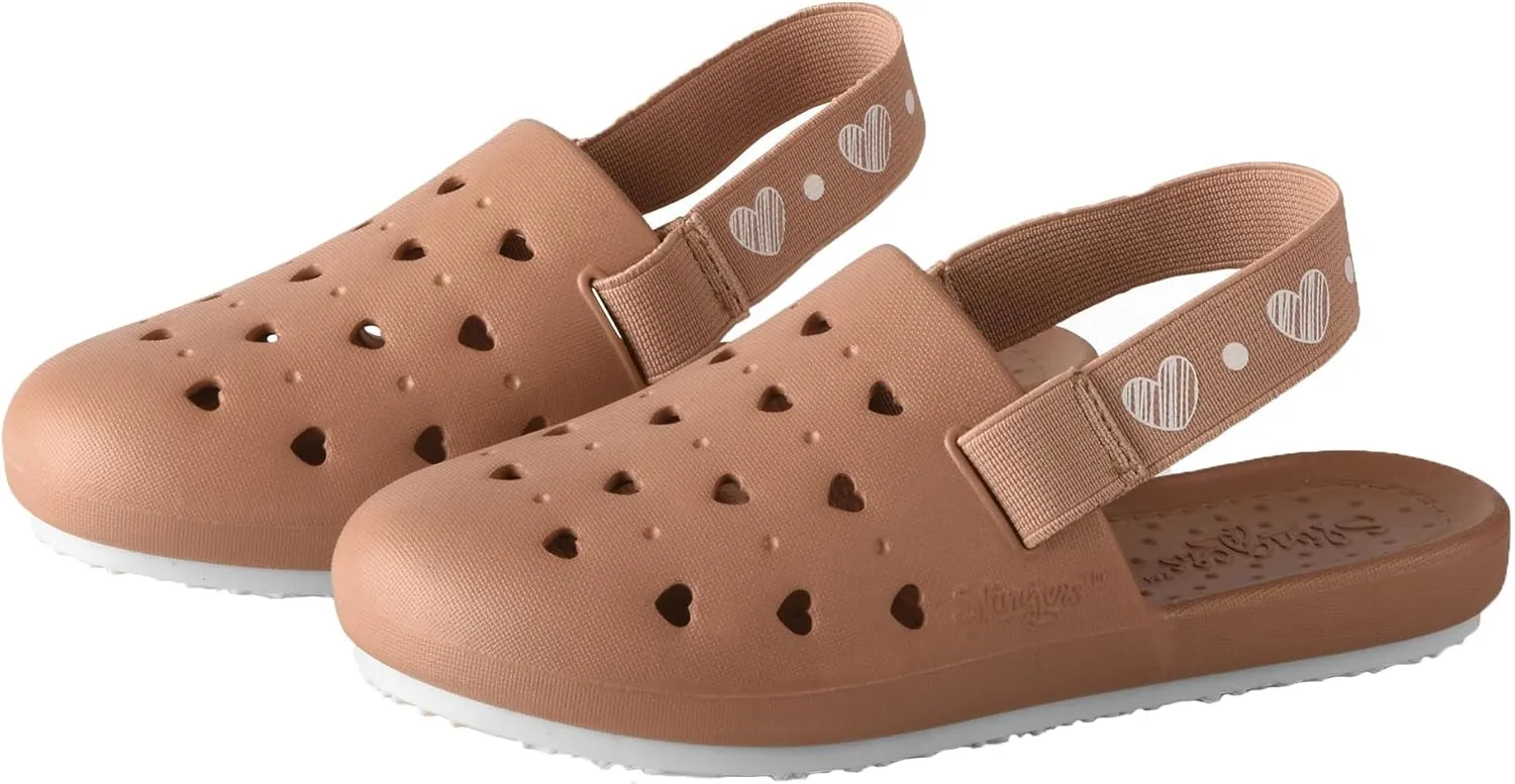 Slingers Juvenile Kids Water Shoe Mule Slingback - Girls Pool Slide/Washable Sandal Flats.