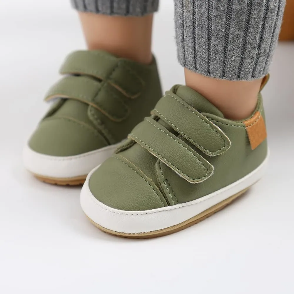 SOFMUO Baby Boys Girls High Top Ankle PU Leather Sneakers Soft Rubber Sole Infant Moccasins Newborn Oxford Loafers Anti-Slip Toddler Wedding Uniform Dress Shoes