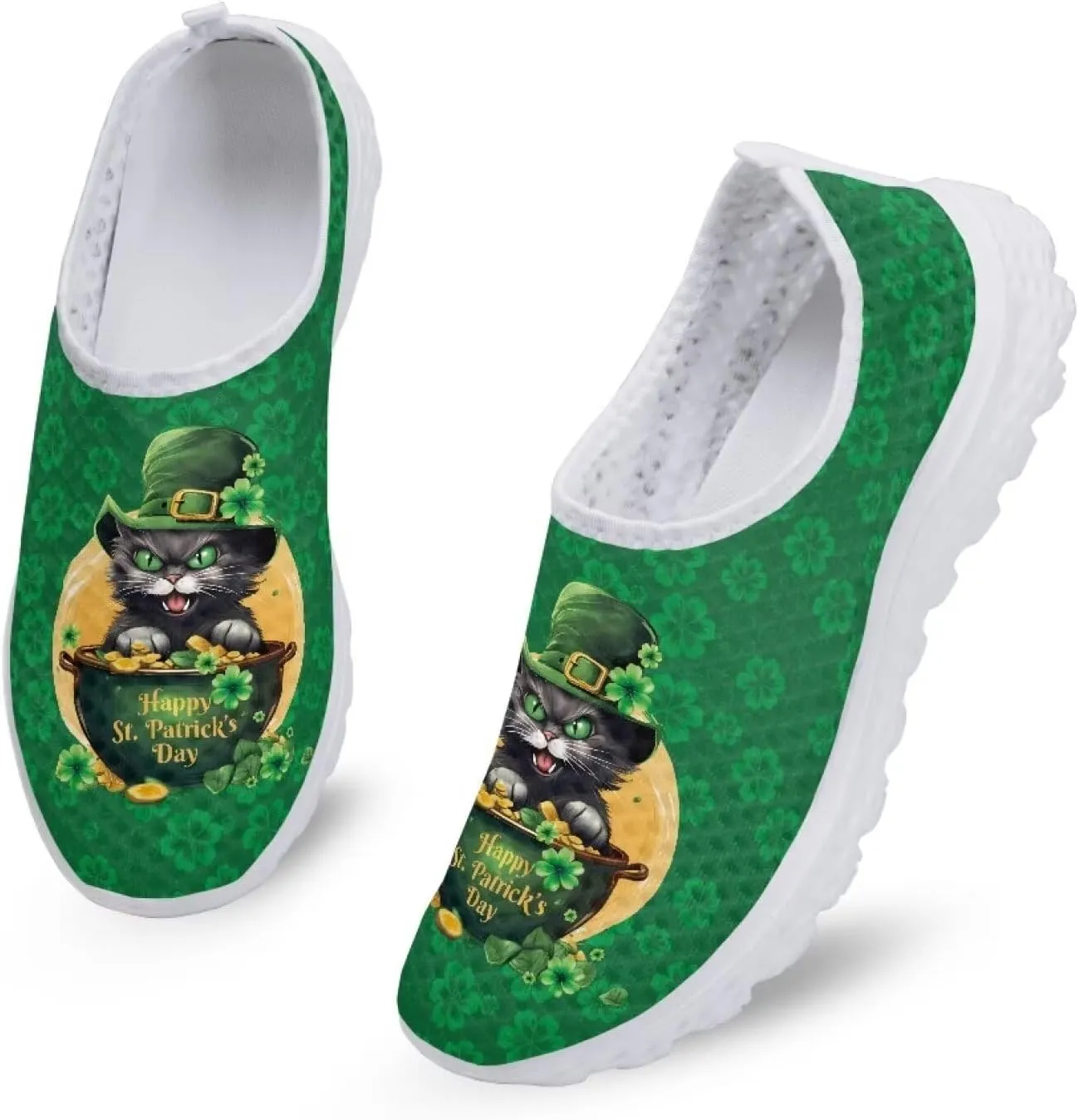 St Patricks Day Shoes Womens Running Sneakers Slip On Loafers Size 5.5-11.5