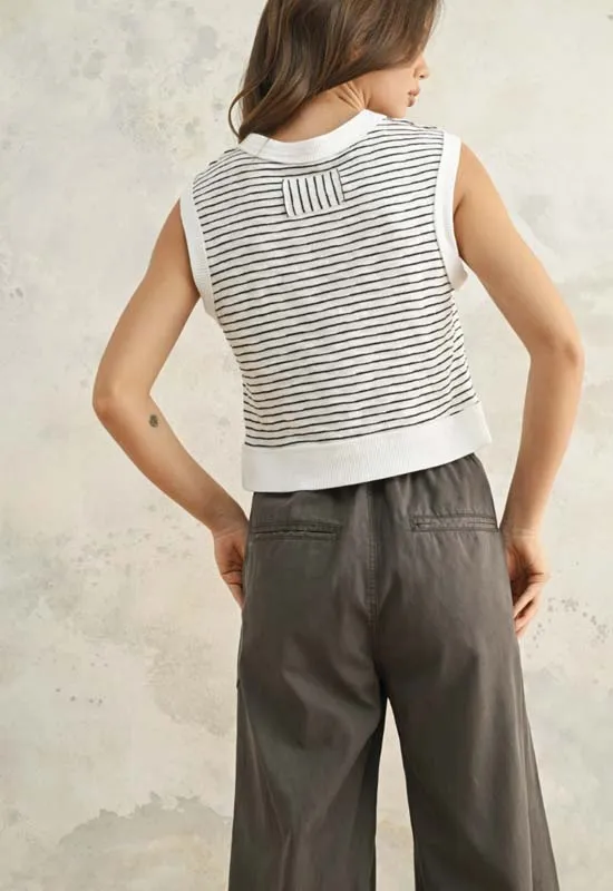 Striped Sleeveless Top - Black