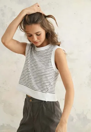 Striped Sleeveless Top - Black