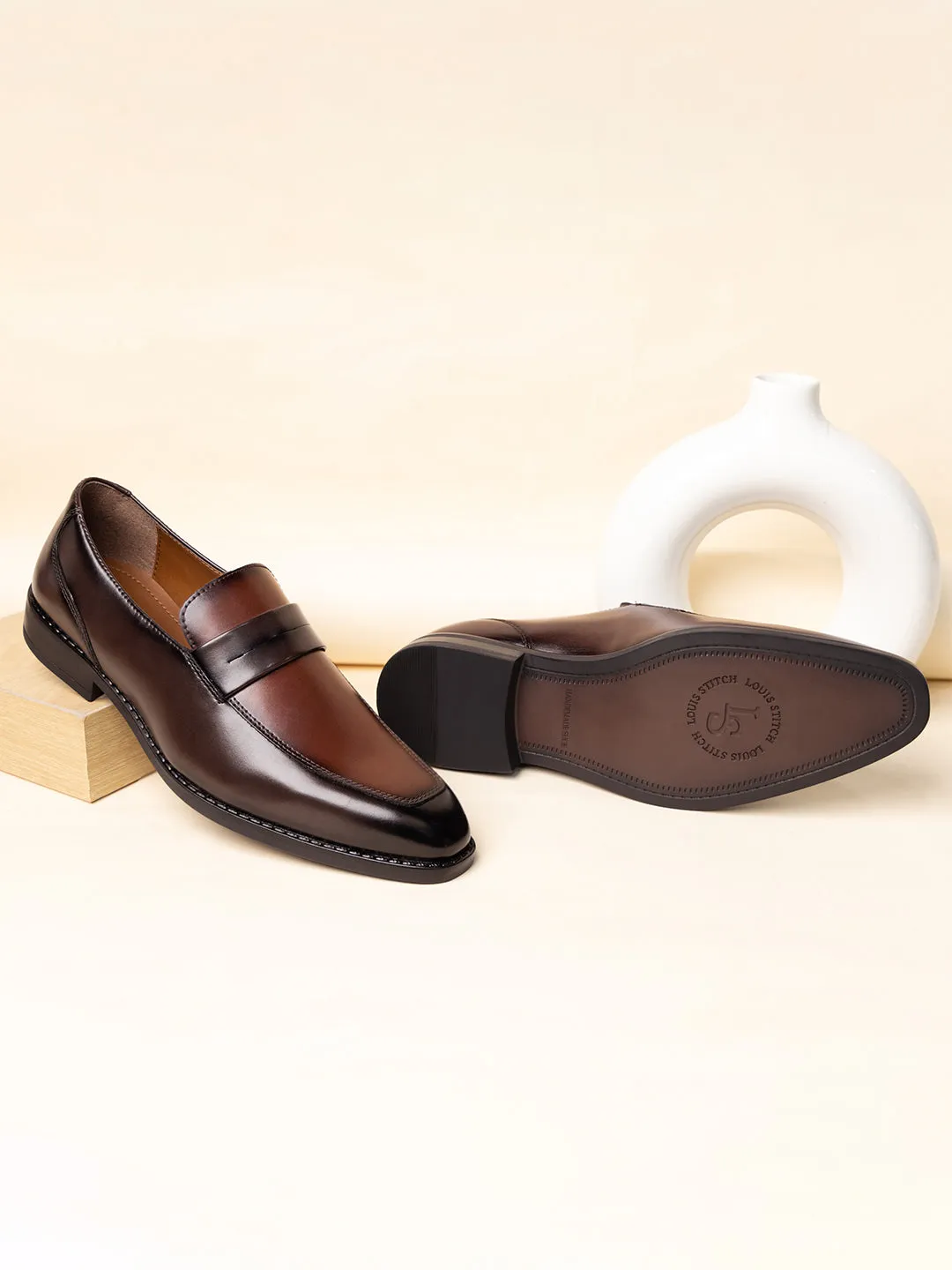 Tan Dual Shade Moccasins Slipons for Men