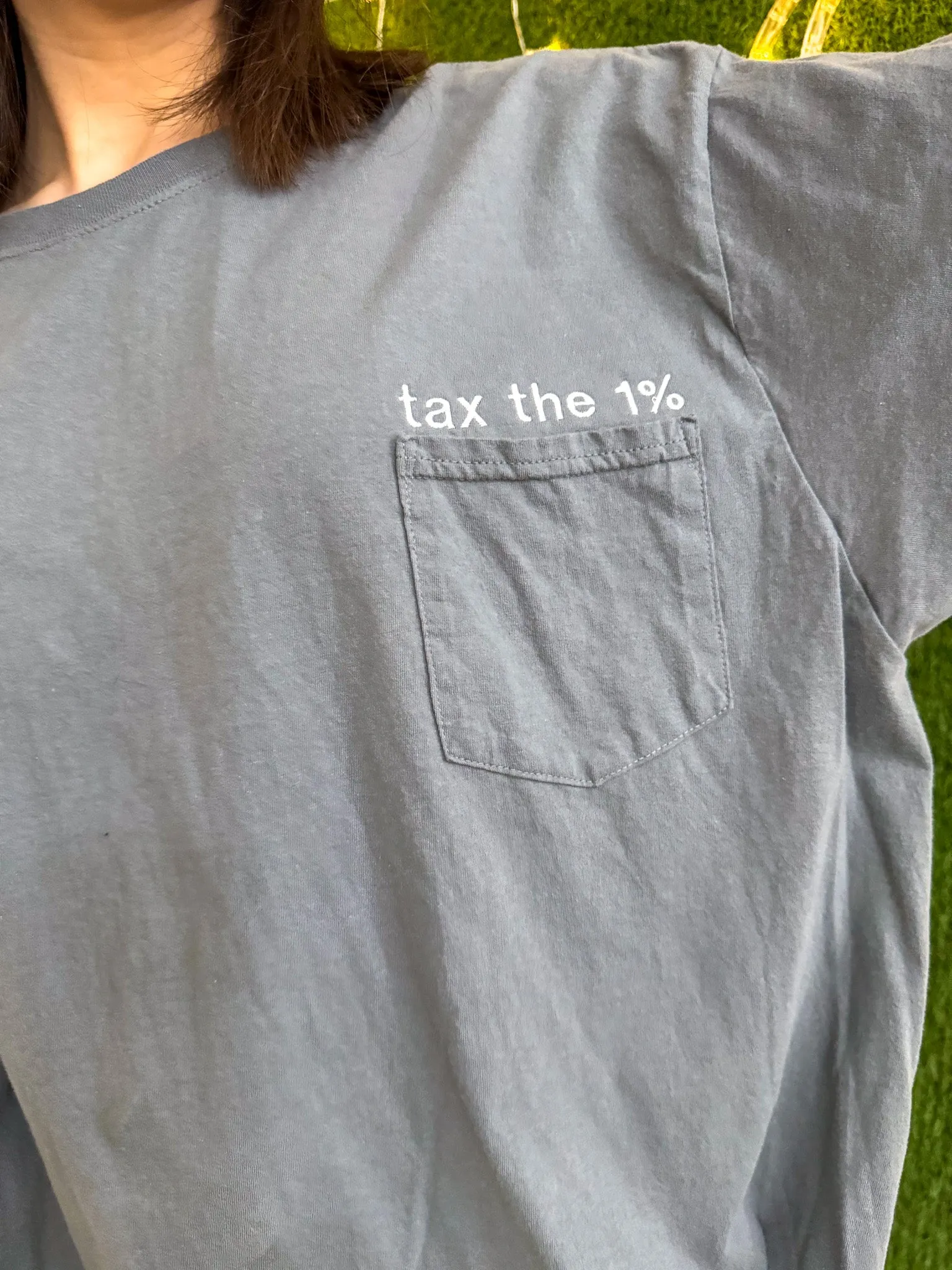 Tax the 1% Grey Pocket Tee 2XL