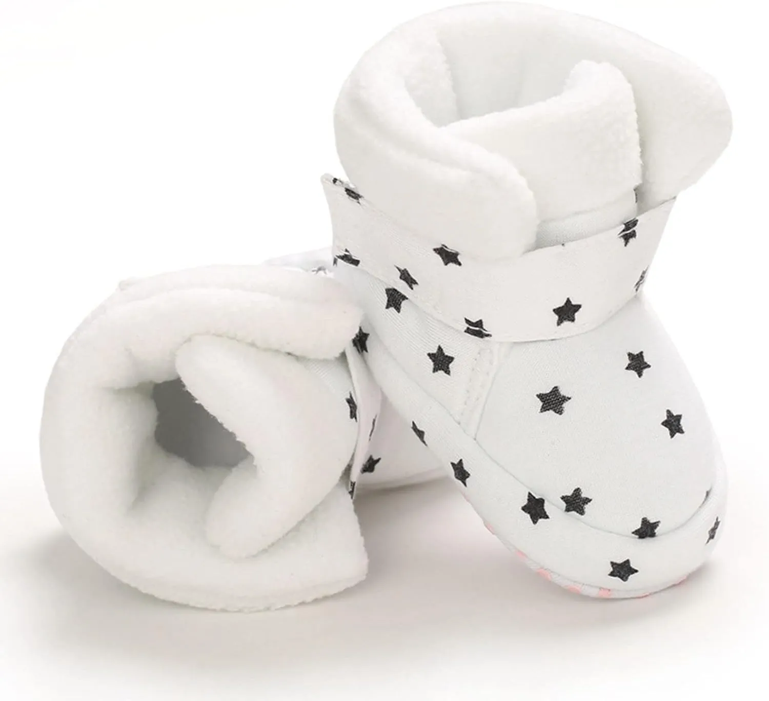 Toddler Baby Shoes Fleece Warm Wool Boots Fashion High Top Star Printing Non Slip Hook Loop Nude Boots