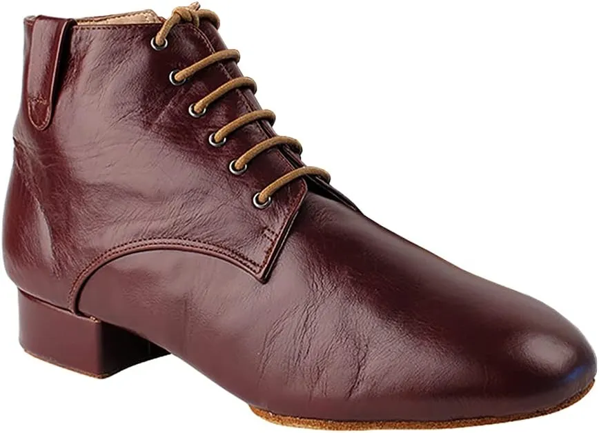 Very Fine Dance Shoes - Mens Dance Boots - Ballroom Latin Tango Salsa Dance Shoes for Men - RCCL9001-1-inch Heel - Dark Tan Leather - 8