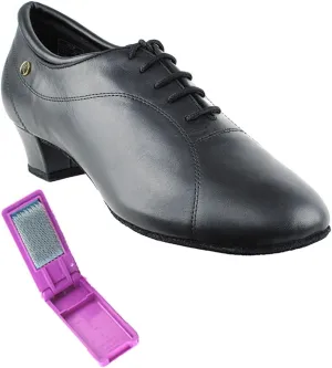 Very Fine Dance Shoes - Mens Latin, Rhythm Ballroom Dance Shoes - CD9326DB - 1.5-inch Heel and Foldable Brush Bundle - Black Leather - 8