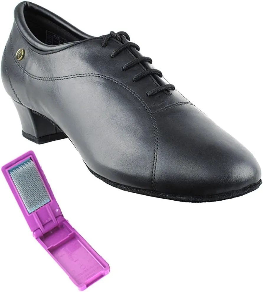 Very Fine Dance Shoes - Mens Latin, Rhythm Ballroom Dance Shoes - CD9326DB - 1.5-inch Heel and Foldable Brush Bundle