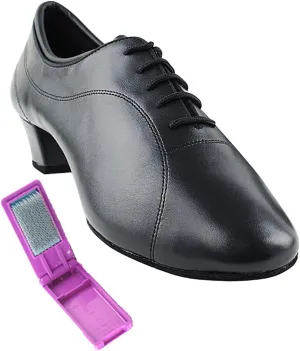Very Fine Dance Shoes - Mens Latin, Rhythm, Waltz Ballroom Dance Shoes - CD9316-1.5-inch Heel and Foldable Brush Bundle