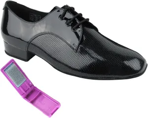 Very Fine Dance Shoes - Mens Standard, Smooth, Waltz Ballroom Dance Shoes - CD9416-1-inch Heel and Foldable Brush Bundle - Black Patent - 11