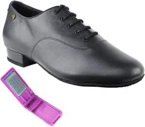 Very Fine Dance Shoes - Mens Standard, Smooth, Waltz Ballroom Dance Shoes - CD9421DB - 1-inch Heel and Foldable Brush Bundle - Black Leather - 10.5