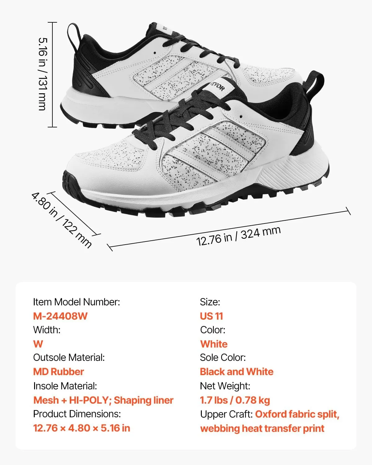 VEVOR Men's Cross Training Health Care Professional Shoe