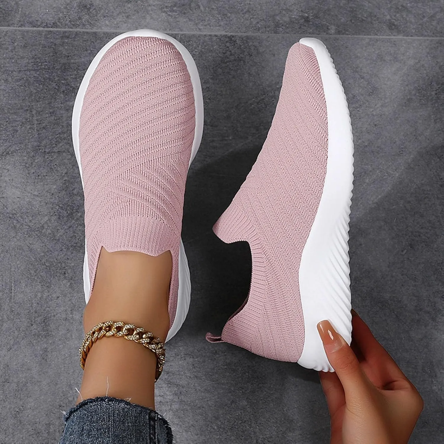 Walking Shoes Women Slip On Casual Comfortable Lightweight Breathable Mesh Sock Athletic Workout Tennis Running Sneakers