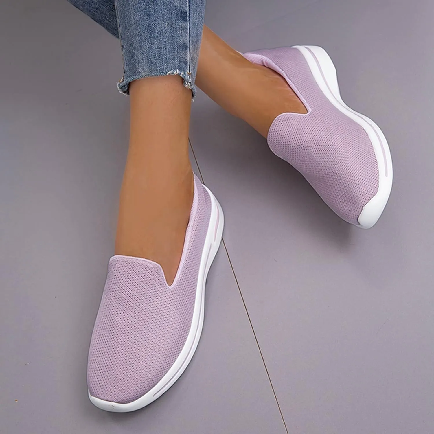 Women's Athletic Slip On Walking Shoes Comfortable Lightweight Breathable Knit Sock Shoe Casual Mesh Non Slip Tennis Workout Running Sneakers