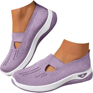 Womens Best Walking Shoes Slip On Sneakers Breathable Mesh Tennis Shoes Arch Support Non-Slip Orthopedic Sneakers