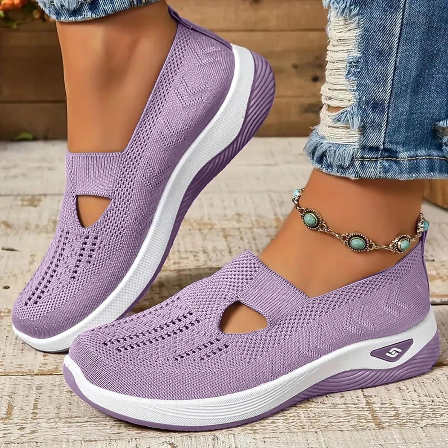 Womens Best Walking Shoes Slip On Sneakers Breathable Mesh Tennis Shoes Arch Support Non-Slip Orthopedic Sneakers