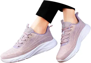 Women's Breathable Knit Mesh Sneakers for Walking Running Gym Casual Wear Lightweight Low Heel Athletic Shoes