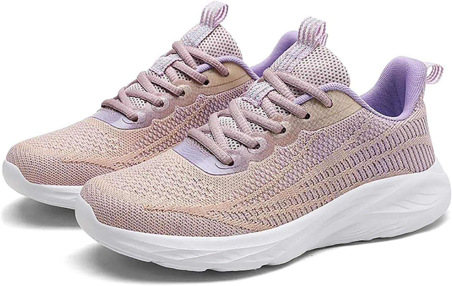 Women's Breathable Knit Mesh Sneakers for Walking Running Gym Casual Wear Lightweight Low Heel Athletic Shoes