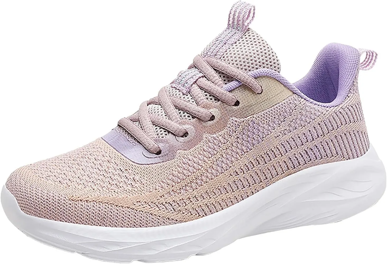 Women's Breathable Knit Mesh Sneakers for Walking Running Gym Casual Wear Lightweight Low Heel Athletic Shoes