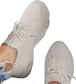 Women's Fashion Sneakers Casual Slip On Sneakers Mesh Breathable Womens Walking Shoes Comfortable Hiking Running Shoes Non Slip Lightweight Lace-up Walking Sneakers Work Workout Gym Travel