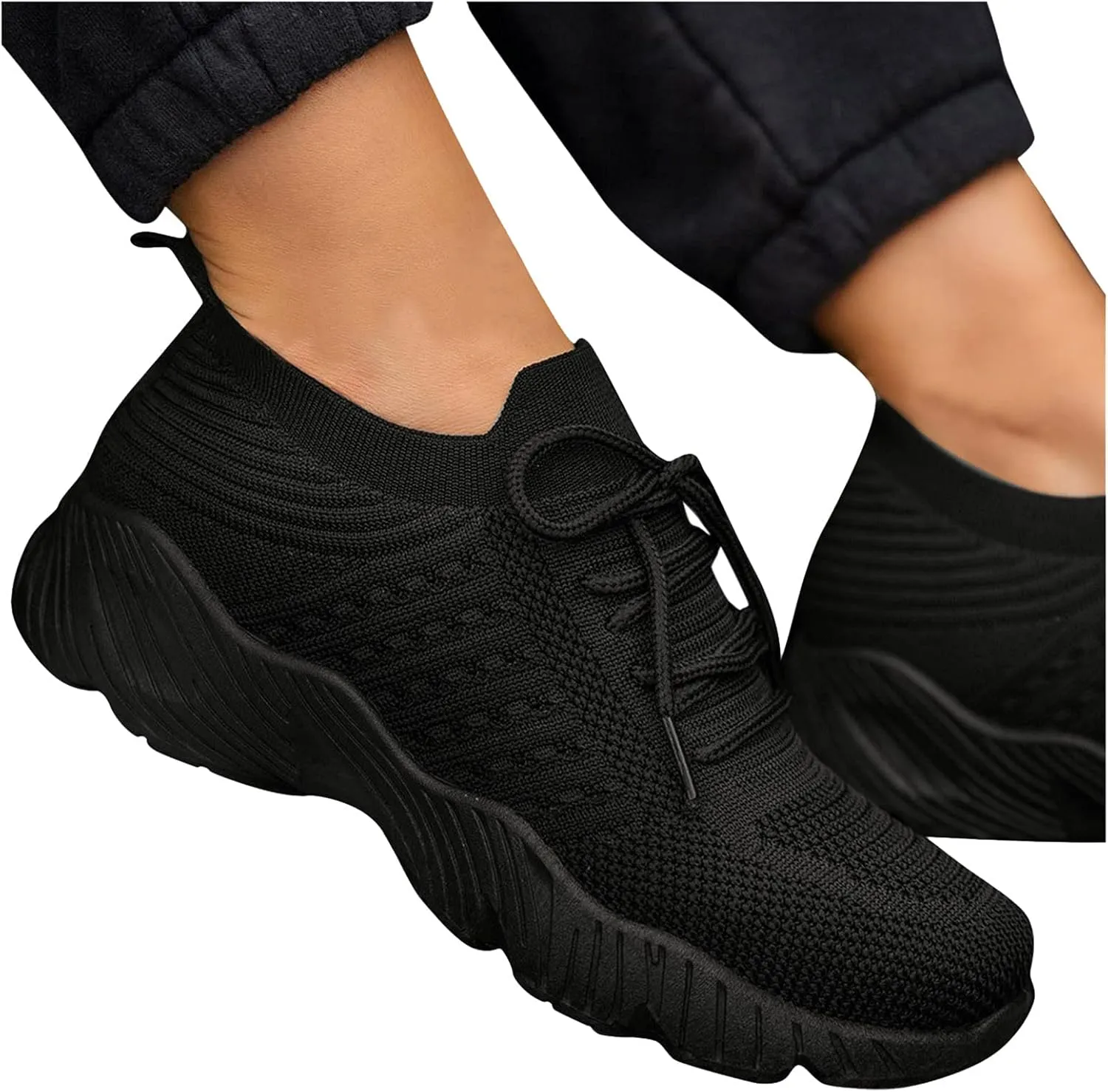 Women's Fashion Sneakers Casual Slip On Sneakers Mesh Breathable Womens Walking Shoes Comfortable Hiking Running Shoes Non Slip Lightweight Lace-up Walking Sneakers Work Workout Gym Travel