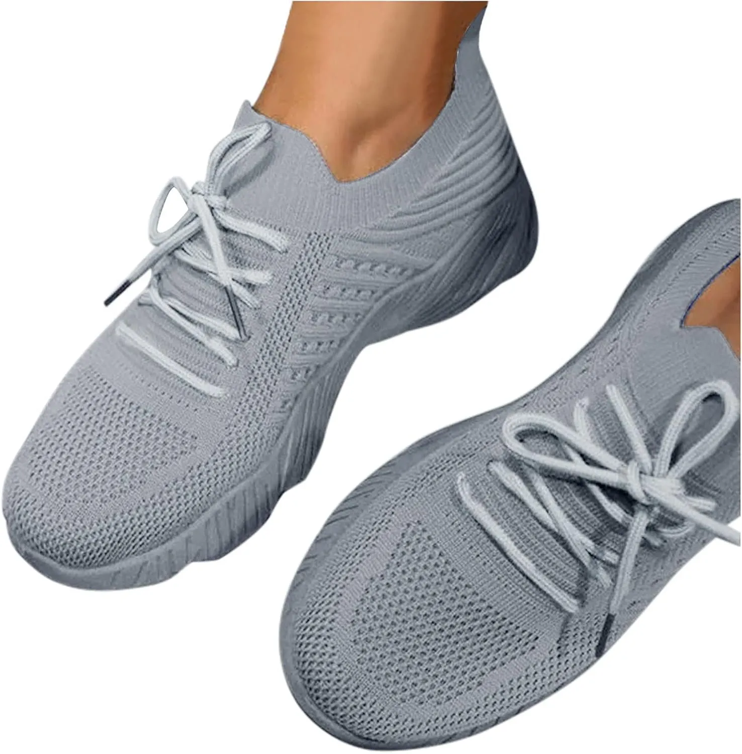 Women's Fashion Sneakers Casual Slip On Sneakers Mesh Breathable Womens Walking Shoes Comfortable Hiking Running Shoes Non Slip Lightweight Lace-up Walking Sneakers Work Workout Gym Travel