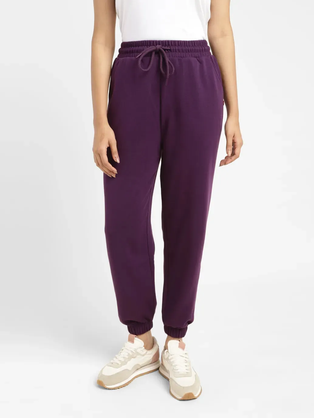 Women's High Rise Purple Regular Fit Joggers