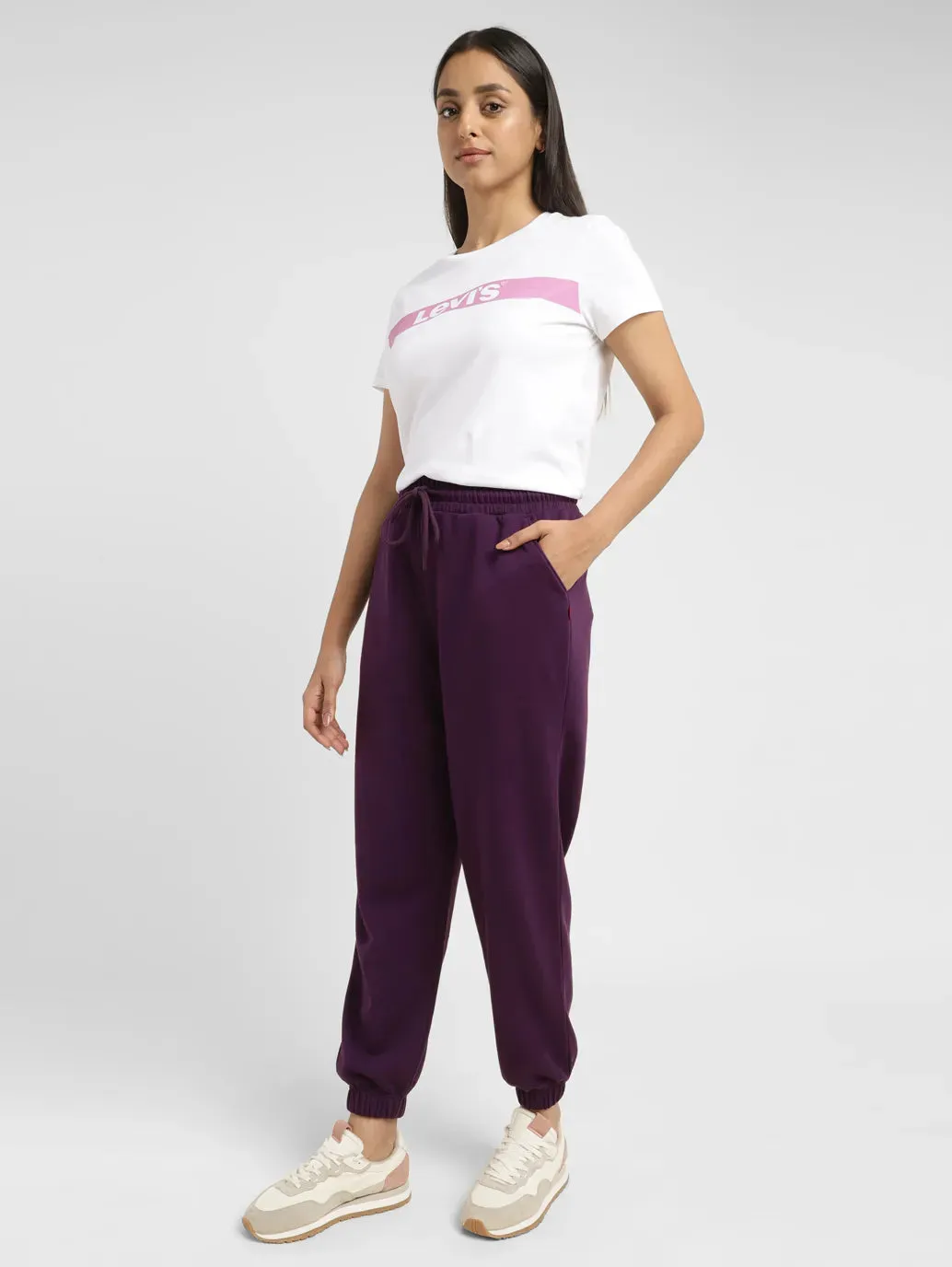 Women's High Rise Purple Regular Fit Joggers