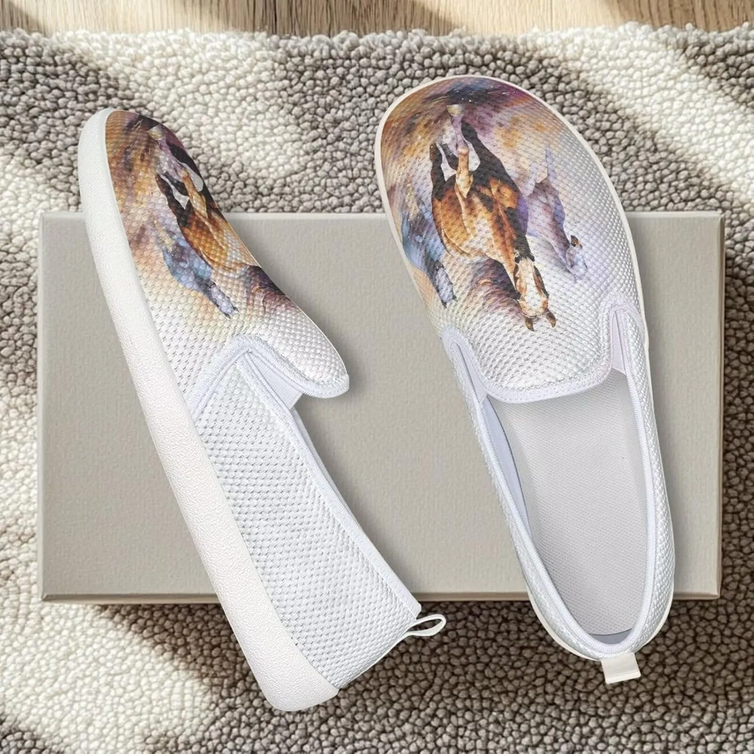 Women's Horse Driving Shoes Work Flats Loafers Mesh Tennis Shoes Walking Office Business Loafer
