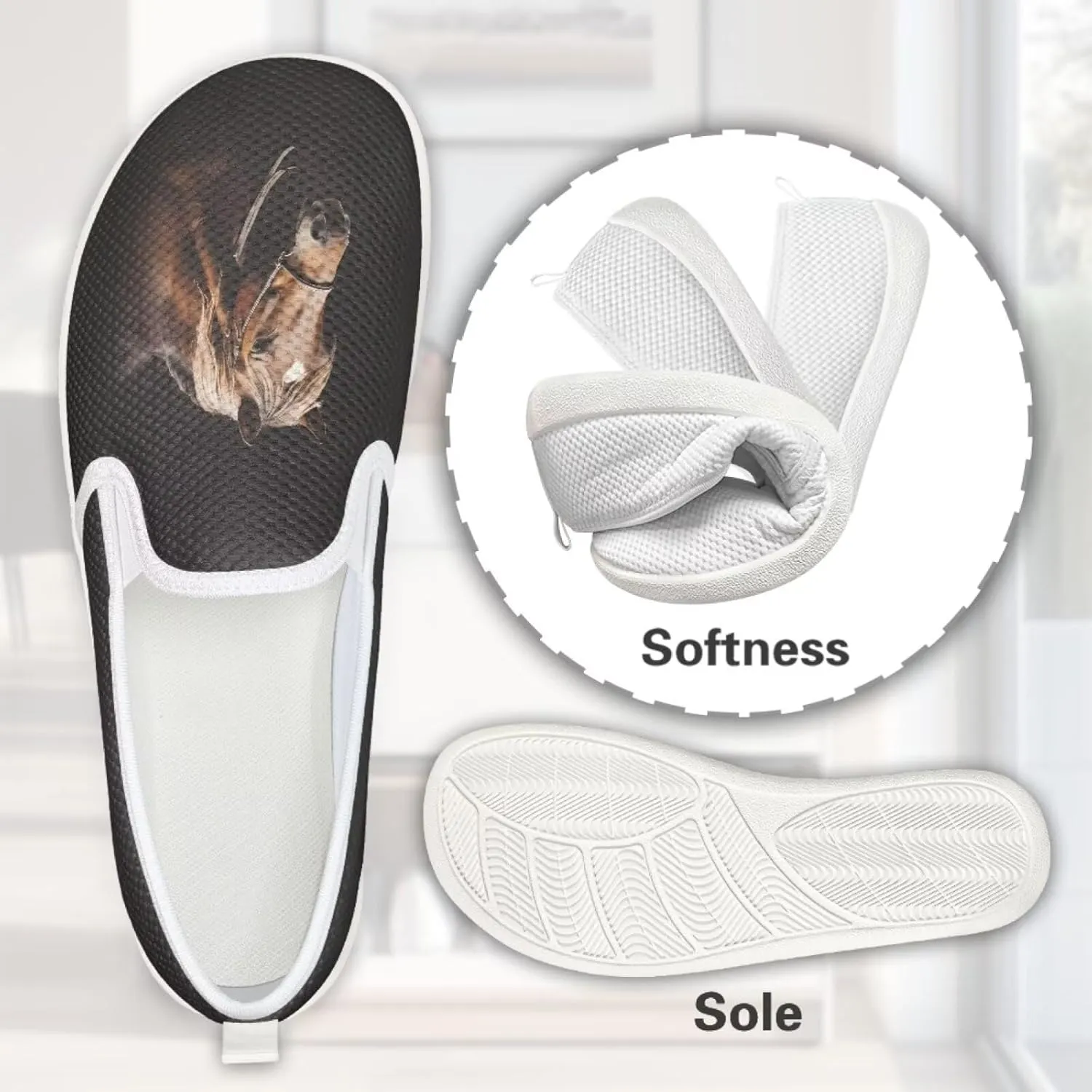 Women's Horse Driving Shoes Work Flats Loafers Mesh Tennis Shoes Walking Office Business Loafer